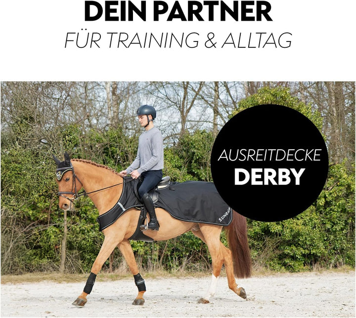 SUNRIDE Wind-und wasserdichte Ausreitdecke/Führanlagendecke “Derby” - reflektierende Streifen - Flee