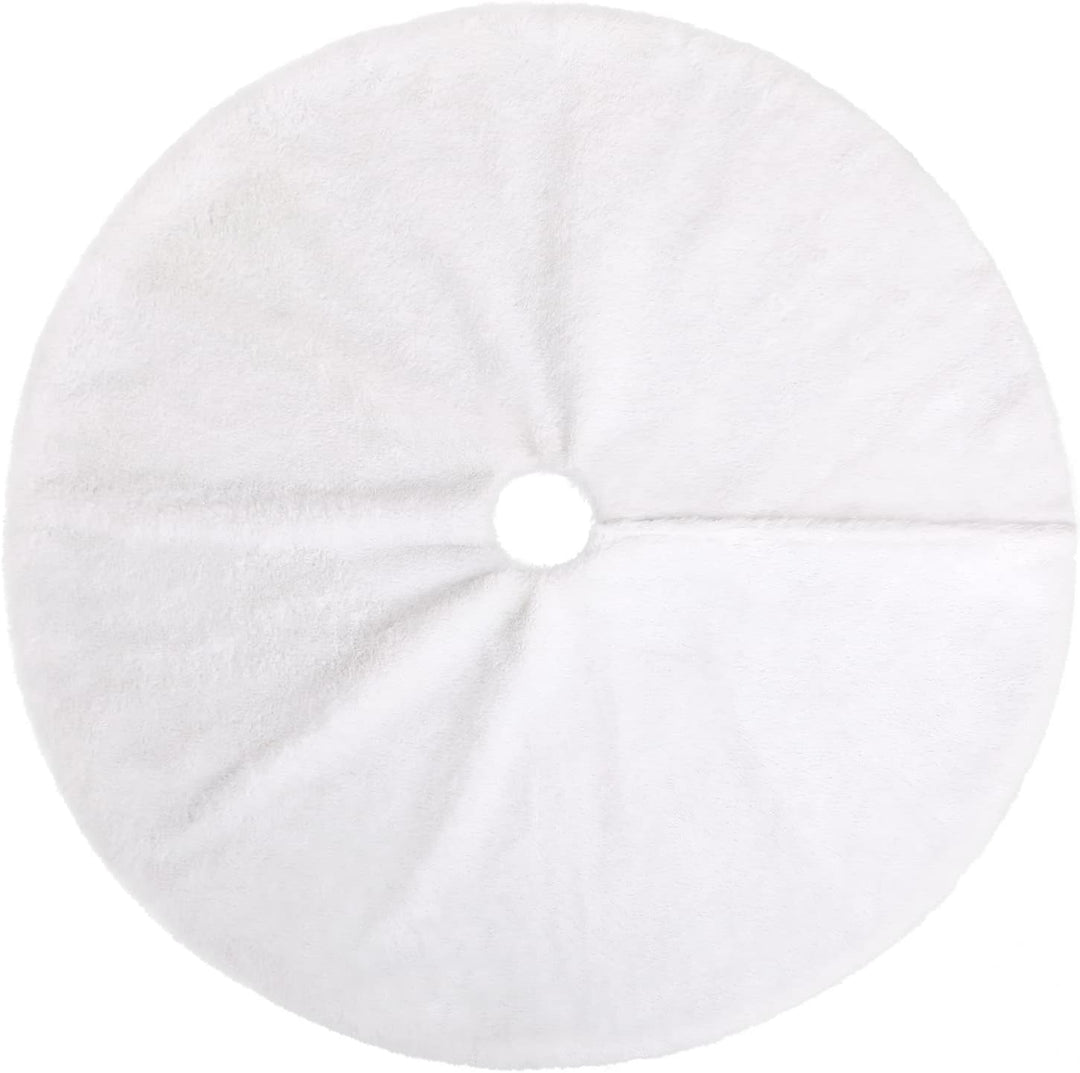 KONVINIT Weihnachtsbaumdecke Weiss Plüsch Christmasbaumdecke Glitzer Kunstfell Weihnachtsbaumteppich