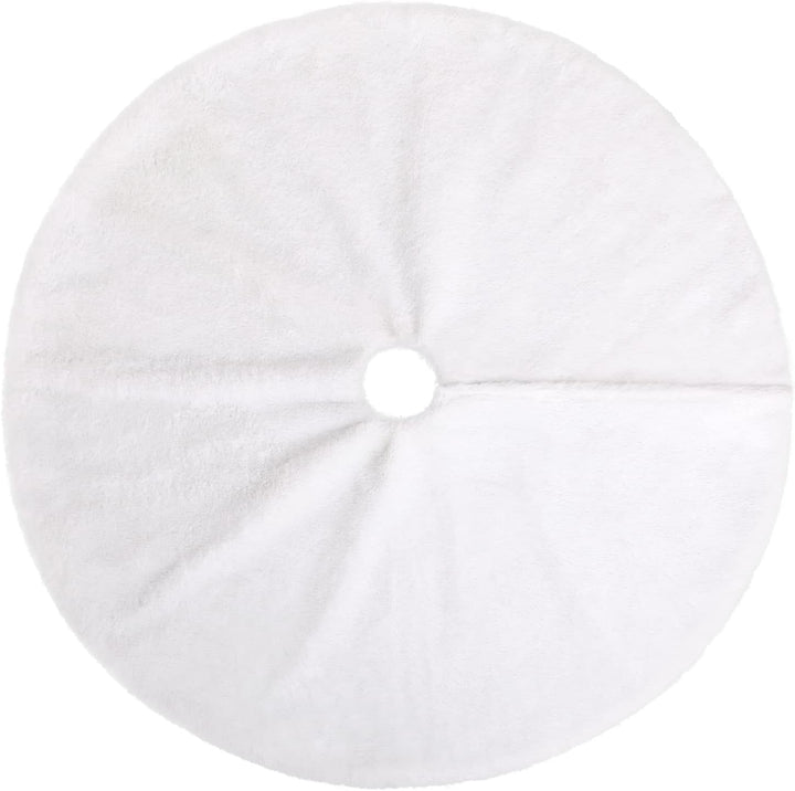 KONVINIT Weihnachtsbaumdecke Weiss Plüsch Christmasbaumdecke Glitzer Kunstfell Weihnachtsbaumteppich