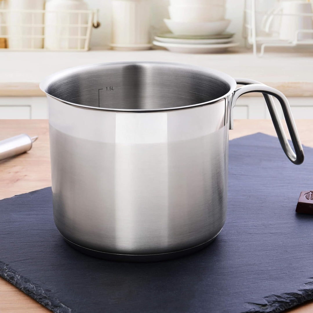 GRÄWE Kochtopf, 1,5 ml, Spülmaschinengeeignet, Topf für Induktion, klein, Edelstahl, Michtopf, Ø 14