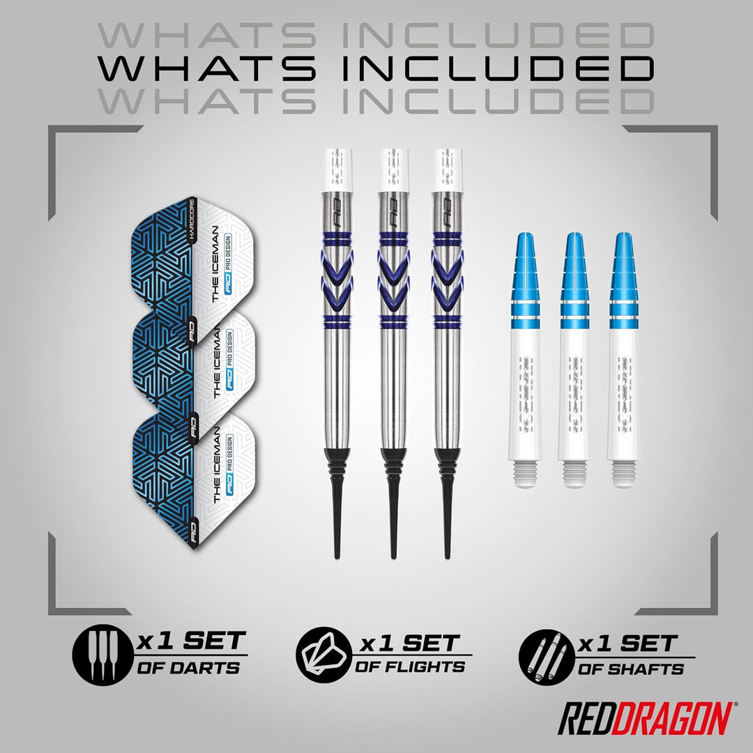 RED DRAGON Gerwyn Iceman Price Avalanche Pro Premium Tungsten Darts Set mit Flights und Stielen 18.0
