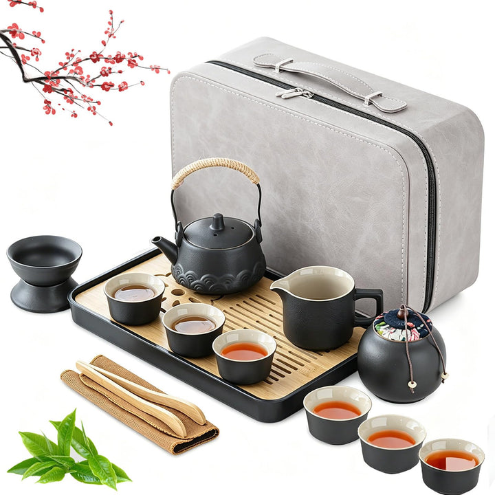 Japanisches Teeservice für 6, Schönes Tea Set Porzellan Chinesische Teekanne Set, 14 Stück Gongfu Te