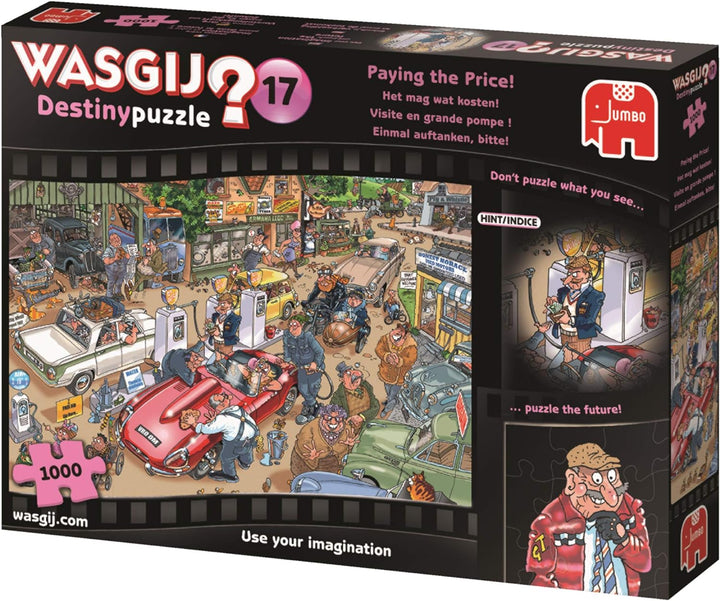 Jumbo Spiele JUM19141 Wasgij Destiny 17: Einmal auftanken, Bitte! Puzzle (1000 Teile), Spiel