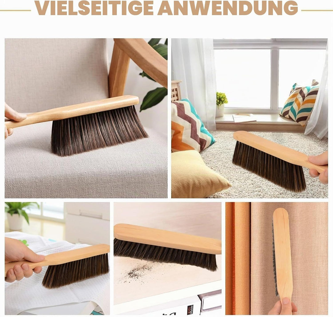 2 Stück Holzgriff Bürste Holzbankbürsten Handbesen Bankbürste mit langem Holzgriff weiche Borstenbür
