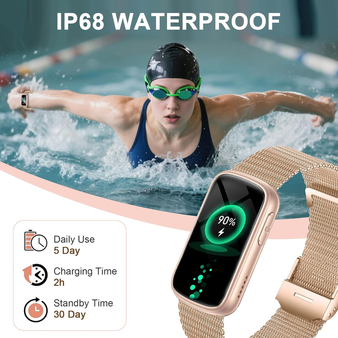 Smartwatch Damen,Bluetooth-Anruf,Herzfrequenz-/Schlafmonitor/SpO2,130+ Sportmodi, 1,47'' HD Touchscr