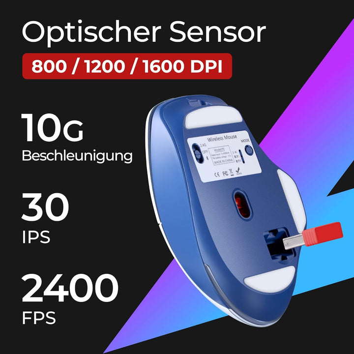 Defender Tisa GM-126 Kabellose Gaming Maus, Bluetooth & 2.4 GHz, 1600 DPI, 400 mAh Akku, leise Taste