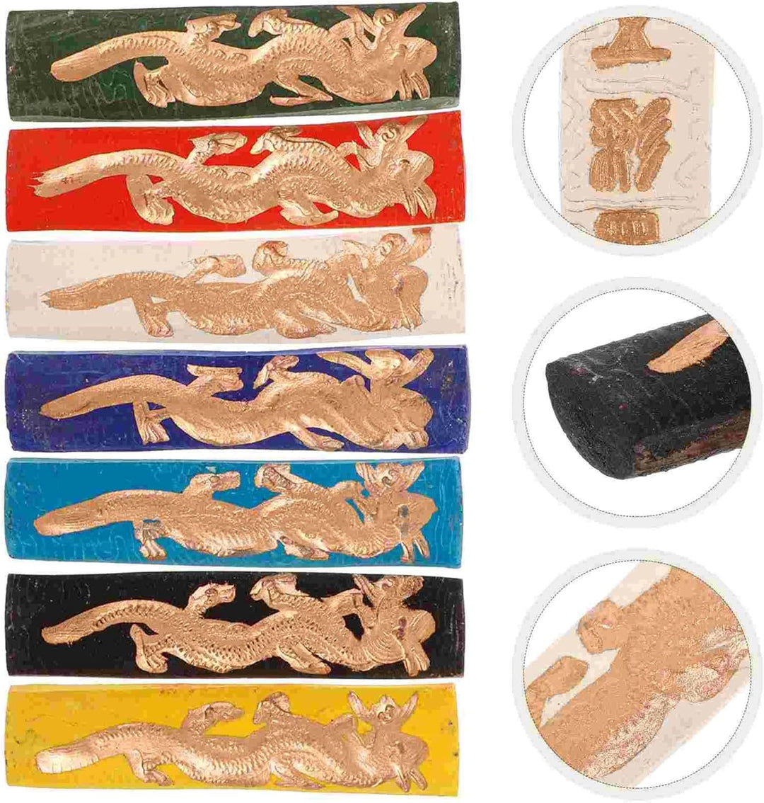 Chinesische Tinte, 7pcs Chinesische Kalligraphie -Set, 7 Farben Rauchstab mit Drachenmuster, chinesi