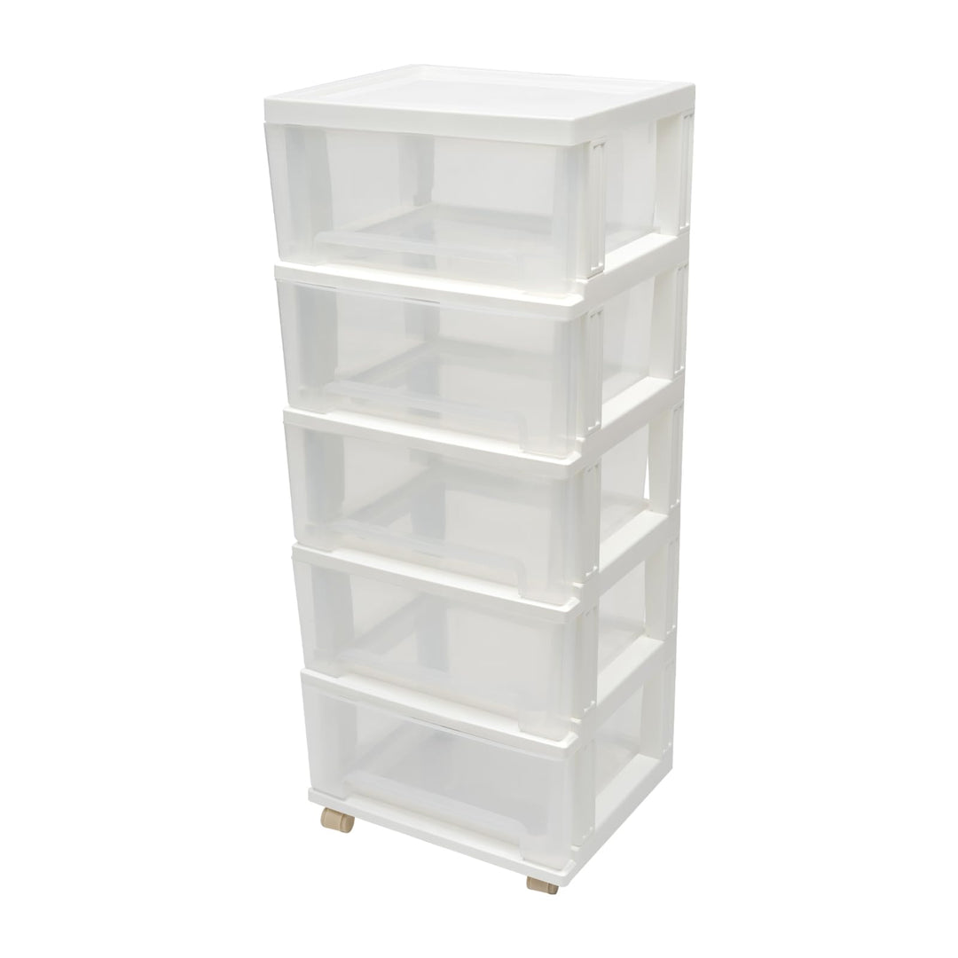 5-Schubladen-Organizer, Aufbewahrungsbox, Schubladenschrank mit 4 Rädern, Aufbewahrungsschubladen Sy