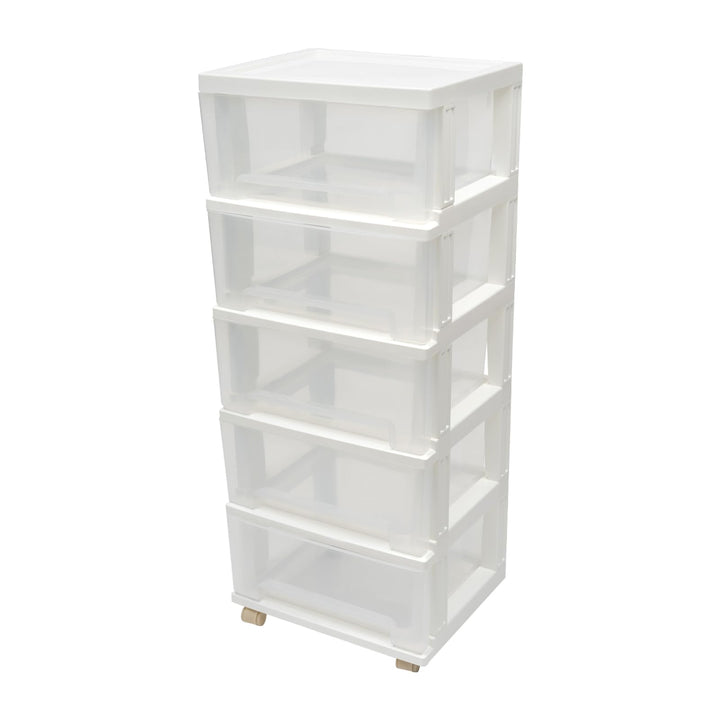 Schubladenbox aus Kunststoff mit 5 Schubladen und Rollen Rollcontainer Bürocontainer rollbar für Sch