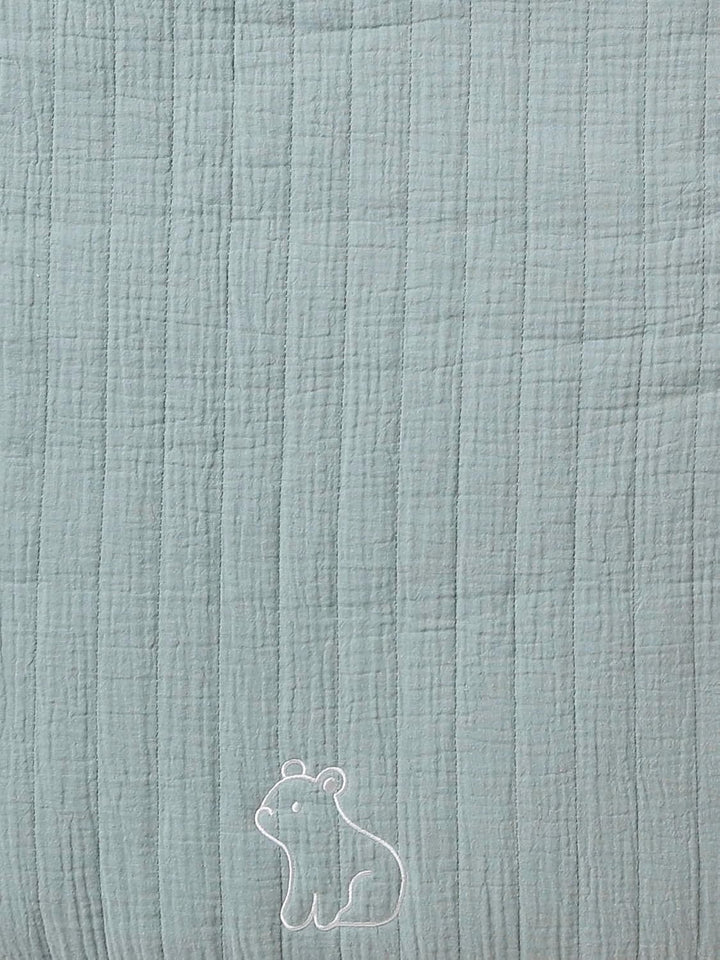 VERTBAUDET Sommerdecke aus Baumwollgaze blau grau TU Grau-blau, Grau-blau
