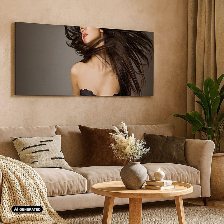 Panorama Bilder auf Leinwand 100x40cm Leinwandbild Schönheit Mode Modell posieren Gross Wanddeko Bil