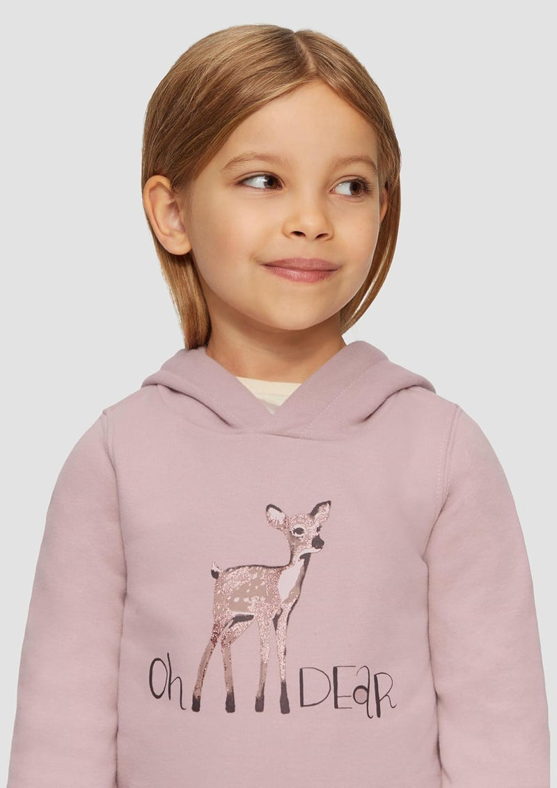 s.Oliver Wärmendes Kapuzen-Sweatshirt mit Glitzerprint 104-110 Zartrosa, 104-110 Zartrosa