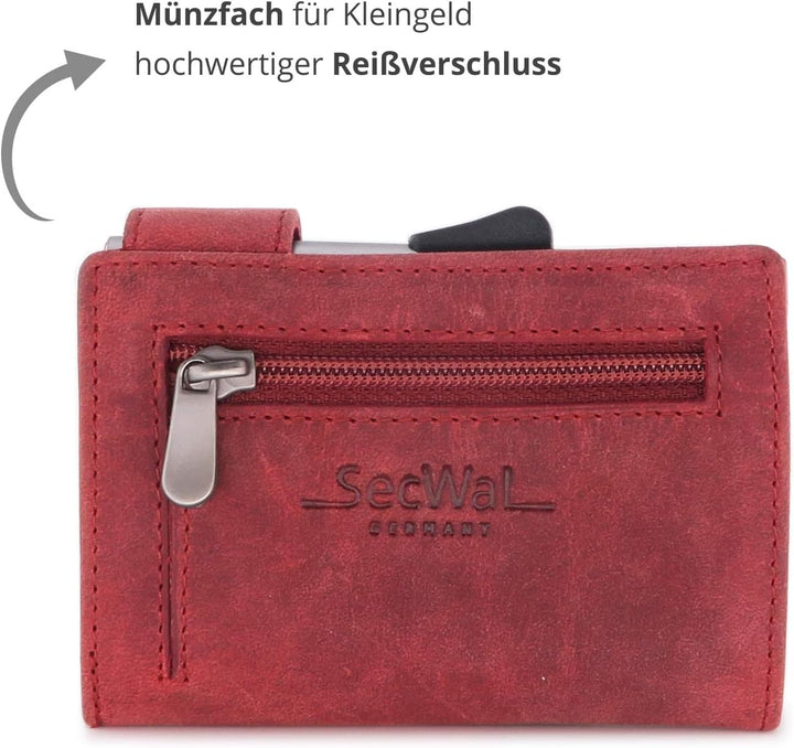 SecWal Kartenetui mit Münzfach Reissverschluss (Rot Hunter), Rot Hunter