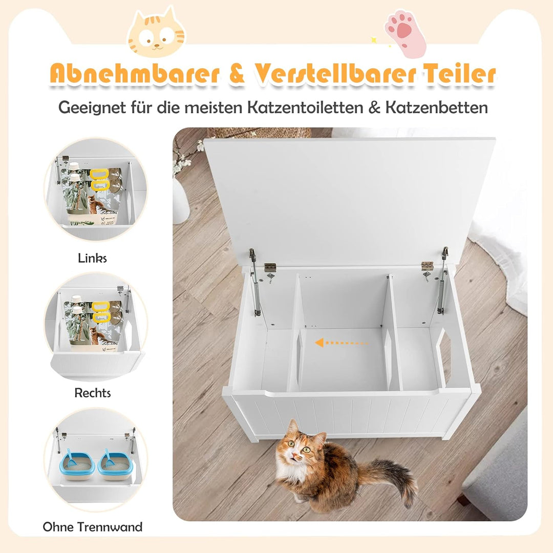 COSTWAY Katzenschrank für Katzentoilette, Katzenklo Schrank mit Eingang &amp; Klappdeckel, Katzenhöhle m