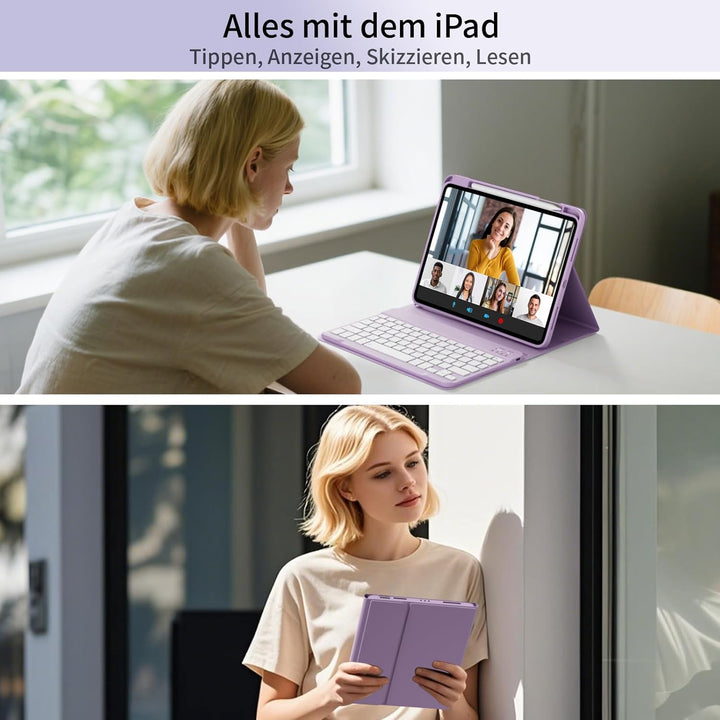 GKABXY Hülle mit Tastatur für iPad A16 11 Generation 2025/10 Generation 2022(11/10.9 Zoll), Soft TPU