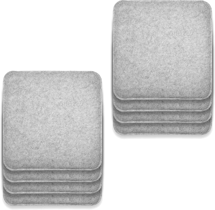 Rubberneck 8er Set rutschfeste Filz Sitzkissen eckig, Stuhlkissen mit Antirutsch-Noppen, hellgrau He