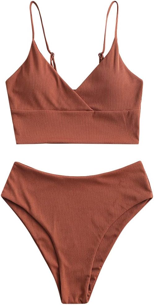 ZAFUL Gerippt Fest Chorhemd Hohes Bein Schnitt Hohe Taille Tankini Set Gepolstert Zwei Stücke Badean