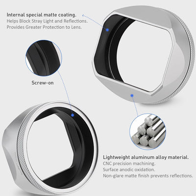 Haoge LH-X54W Metall Rechteckig Sonnenblende Gegenlichtblende mit 49mm Adapterring für Fujifilm Fuji