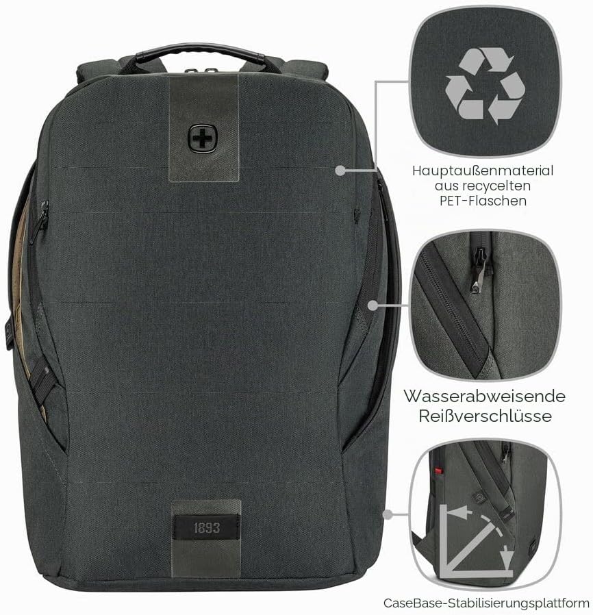 WENGER MX ECO Light Laptop-Rucksack mit Tabletfach, Notebook bis 16 Zoll, Tablet bis 10 Zoll, Organi