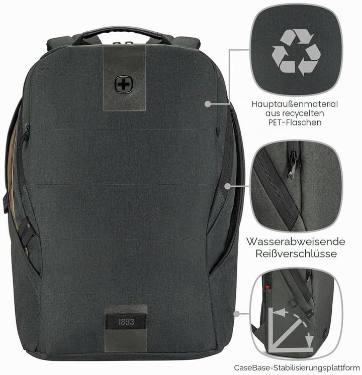 WENGER MX ECO Light Laptop-Rucksack mit Tabletfach, Notebook bis 16 Zoll, Tablet bis 10 Zoll, Organi