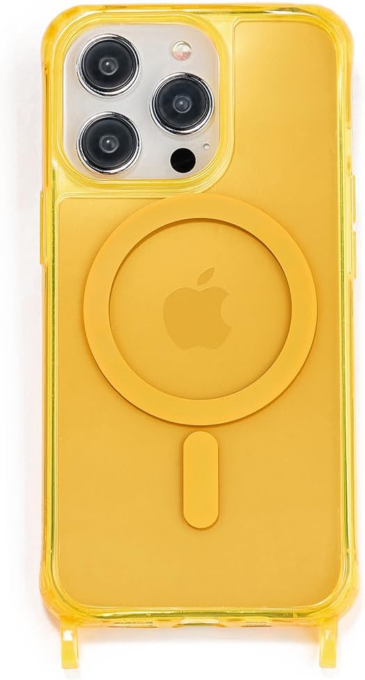 ETUUI Clear Case mit Ösen iPhone 14 Gelb [kompatibel mit MagSafe] - hochwertige Schutzhülle, Rundums