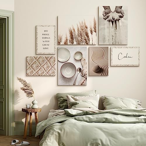 Muralo - Wandbilder Set - Leinwand Bilder Aufhängefertig in Boho Stil - das Leinwandbilder - Bilder