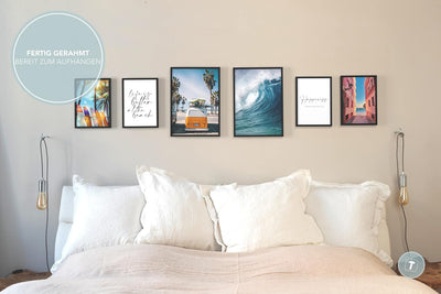 Papierschmiede® Mood Poster Set Surfing, Fertiges Bilder Set mit Rahmen (Holz, schwarz), Wohnzimmer