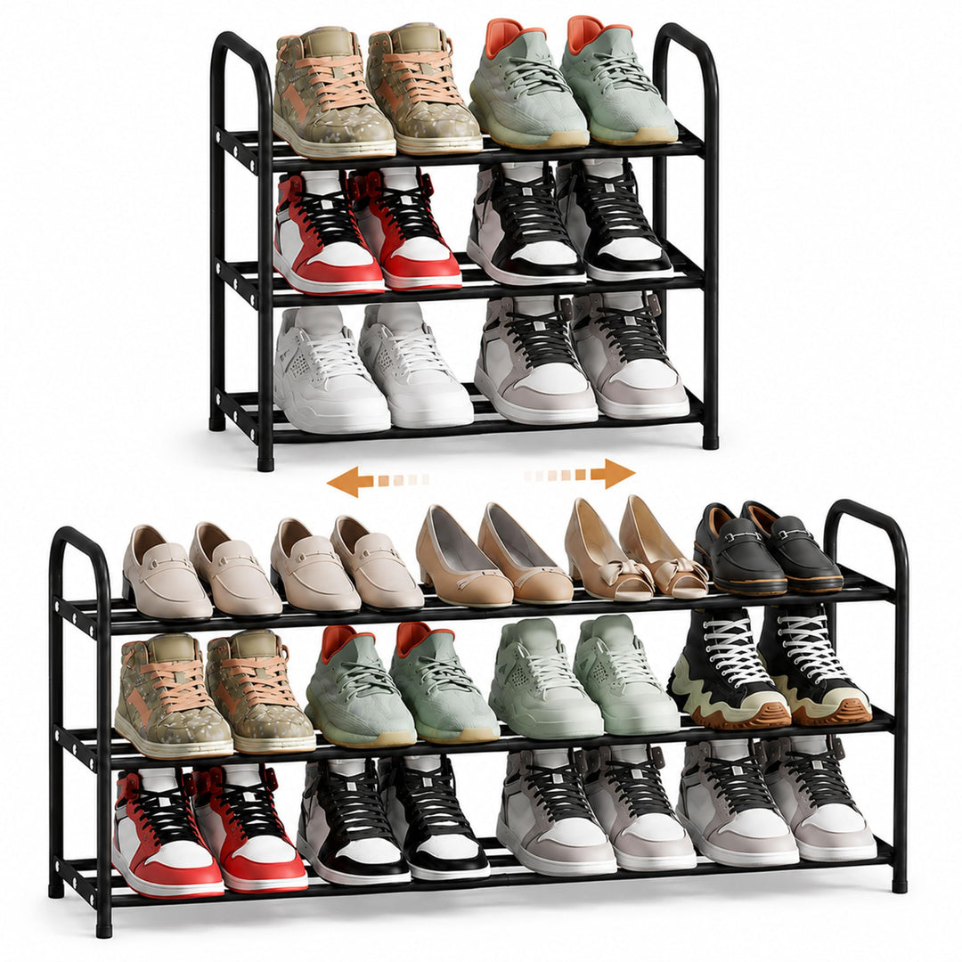 URMONA Erweiterbares Schuhregal, Platzsparend Schuhregal Klein, Adjustable &amp; Expandable 43 to 78 cm,