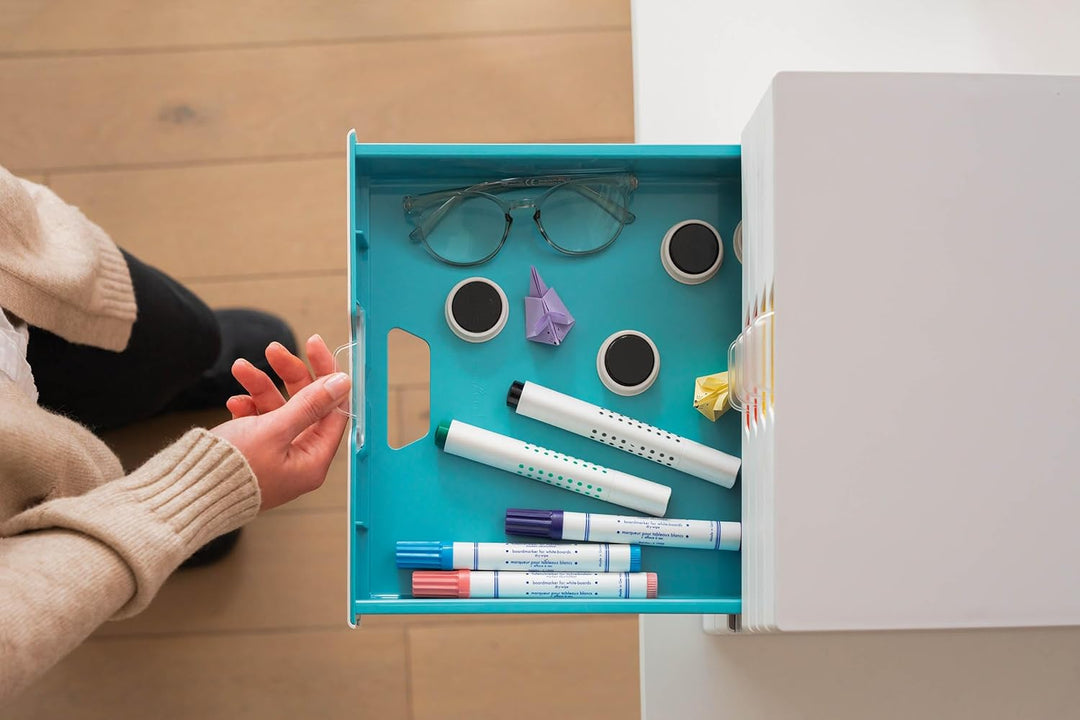 Durable Schubladenbox A4 (Varicolor Mix) 7 Fächer, mit Etiketten zur Beschriftung, mehrfarbig, 76272