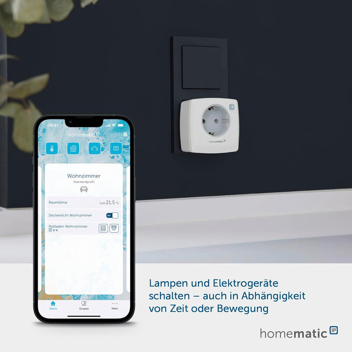 Homematic IP Access Point 2 + 2X Schaltsteckdose, Smart Home, digitaler Zwischenstecker steuert Leuc