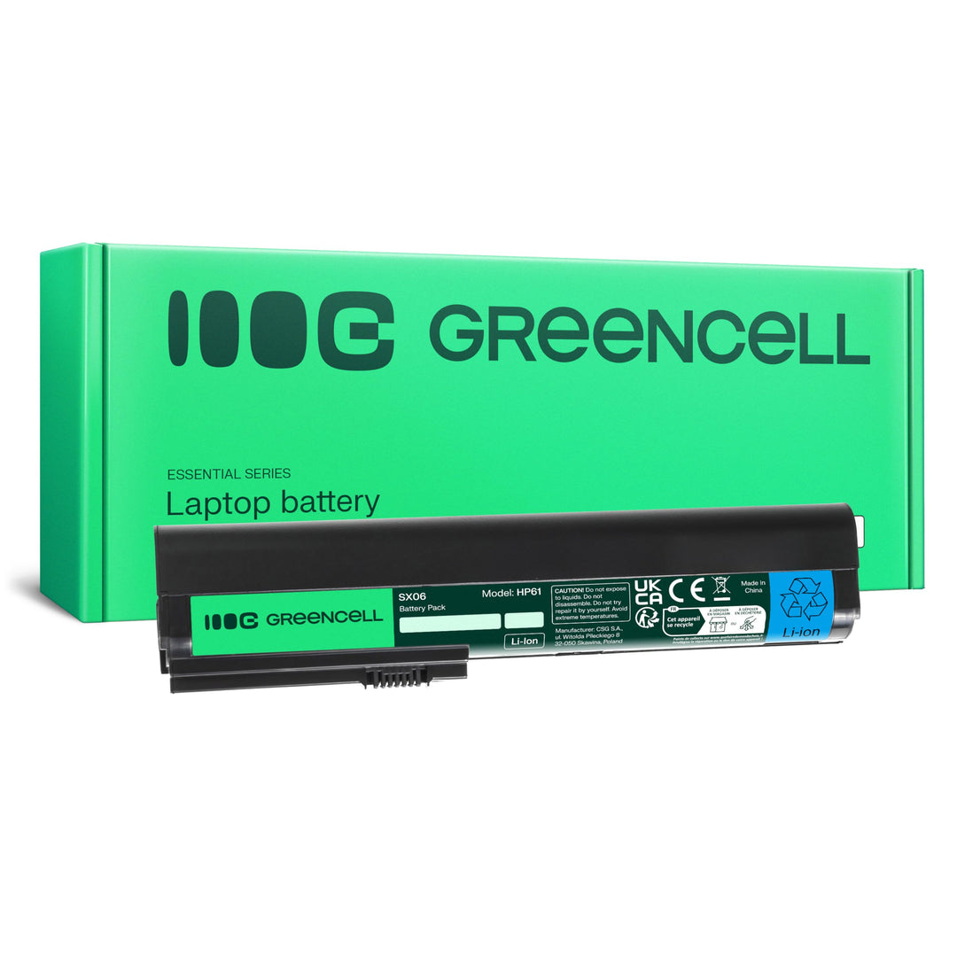 Green Cell SX06 SX06XL SX09 Laptop Akku für HP EliteBook 2560p 2570p (6 Zellen 4400mAh 10.8V Schwarz