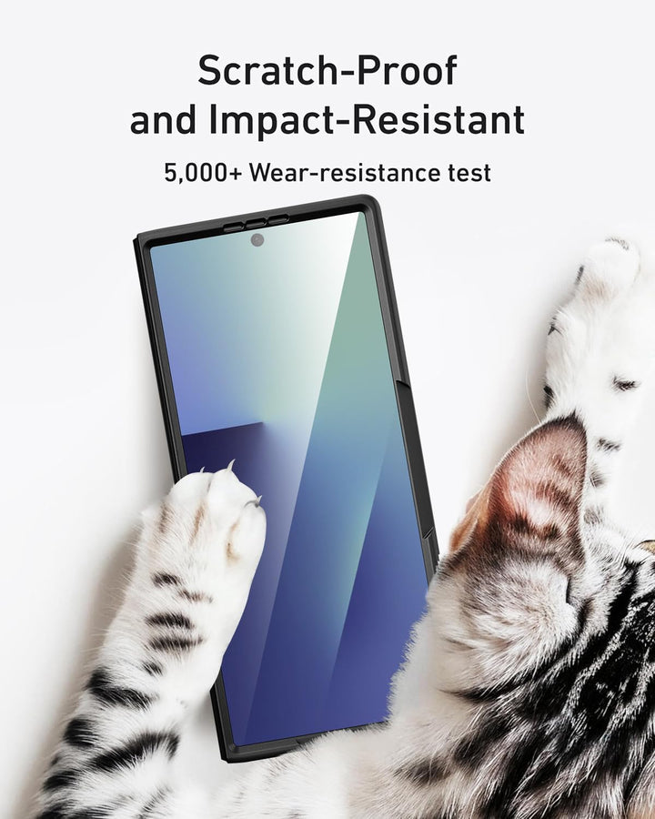 Miimall Kompatibel mit Samsung Galaxy Z Fold 7 Hülle mit S-Pen & Stifthalter, [Anti-SPY Displayschut