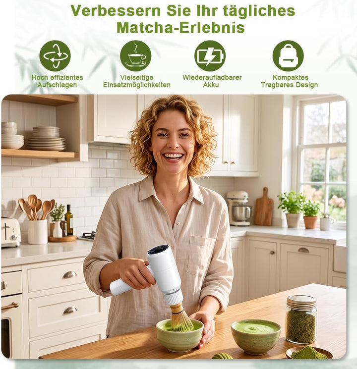 Matcha Schneebesen Elektrisch, 3 Geschwindigkeiten, Elektrischer Matcha-Aufschäumer Küchenhelfer, wi