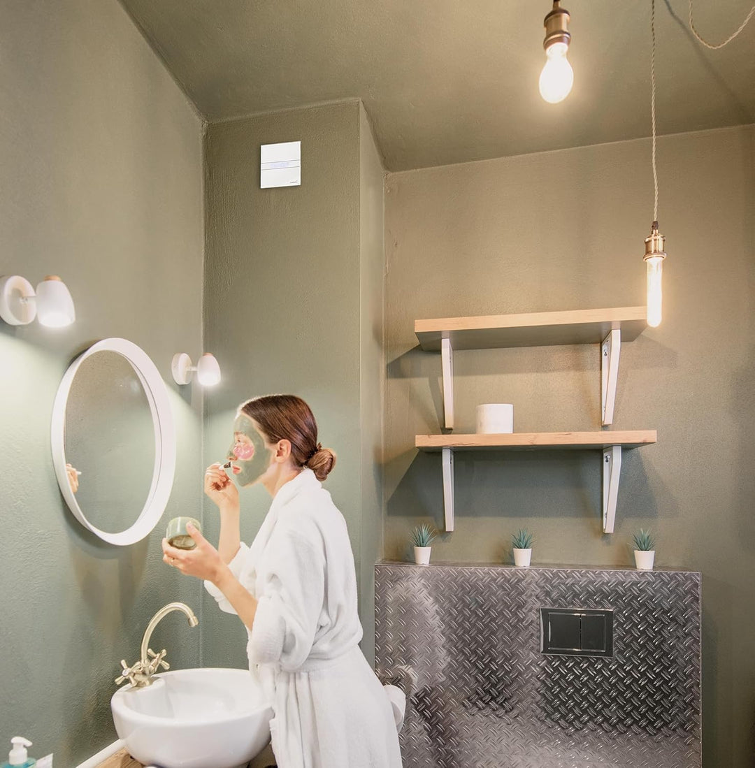 E-100 GTH - Abluftventilator Bad - Serie E Glass Hygro - Glasfront - Zeitschaltuhr Luftfeuchtigkeits