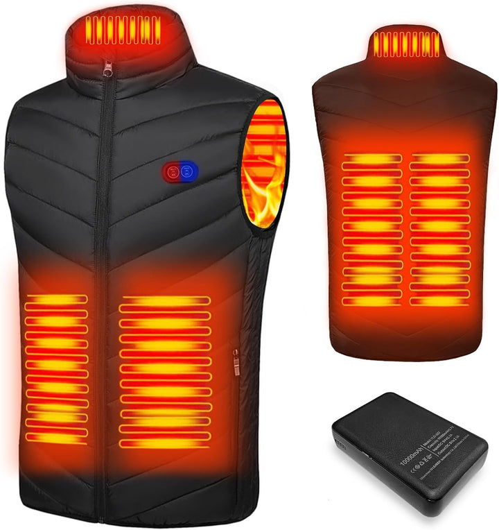 Beheizbare Weste für Herren Damen, Elektrische USB Heizwesten, Mit 5V 10000 mAh Akku, Winter Warme J