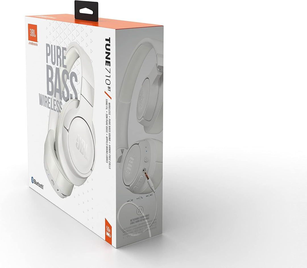 JBL Tune 710 BT – Faltbare Bluetooth Over-Ear Kopfhörer - Weiss – Kabellose Ohrhörer mit JBL Pure Ba