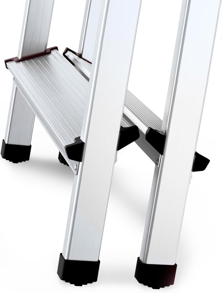 DRABEST Klappleiter Klapptritt Alu Leiter 2 x 5 Stufen Trittleiter Beidseitig Mehrzweckleiter bis 12