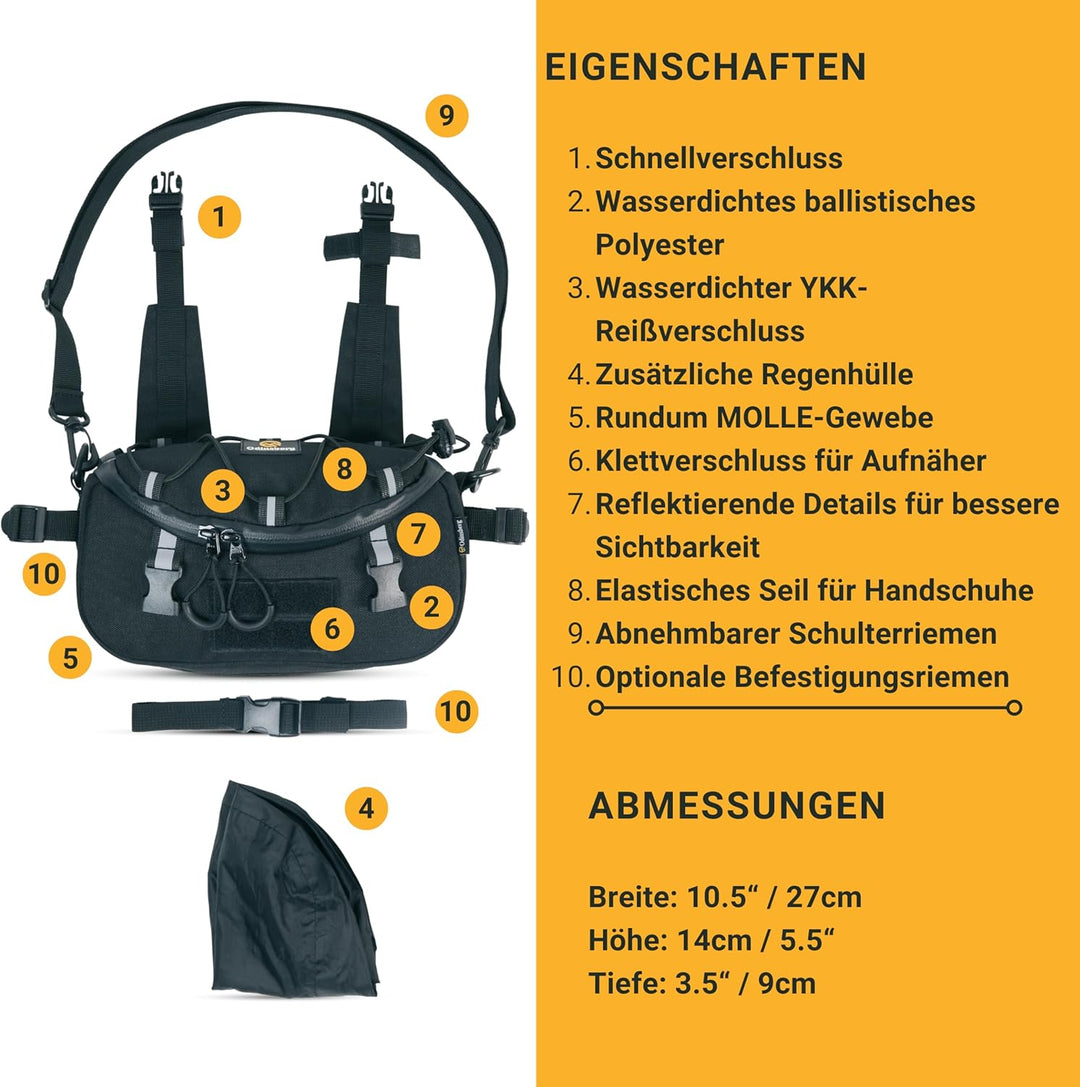 lenkertasche 3 liter ODINSBERG 3L Multifunktionale wasserdichte Lenkertasche Motorrad Lenke – techstudio.ch
