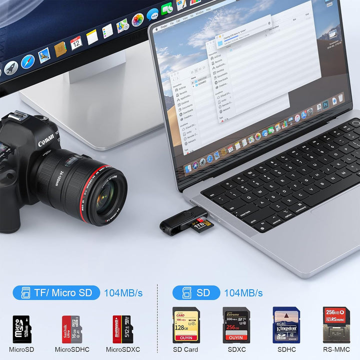 Card Reader 2-in-1 USB-C Lightning SD-Kartenleser für iPhone 15, iPad, Mac – Tragbarer Micro SD/SD-A