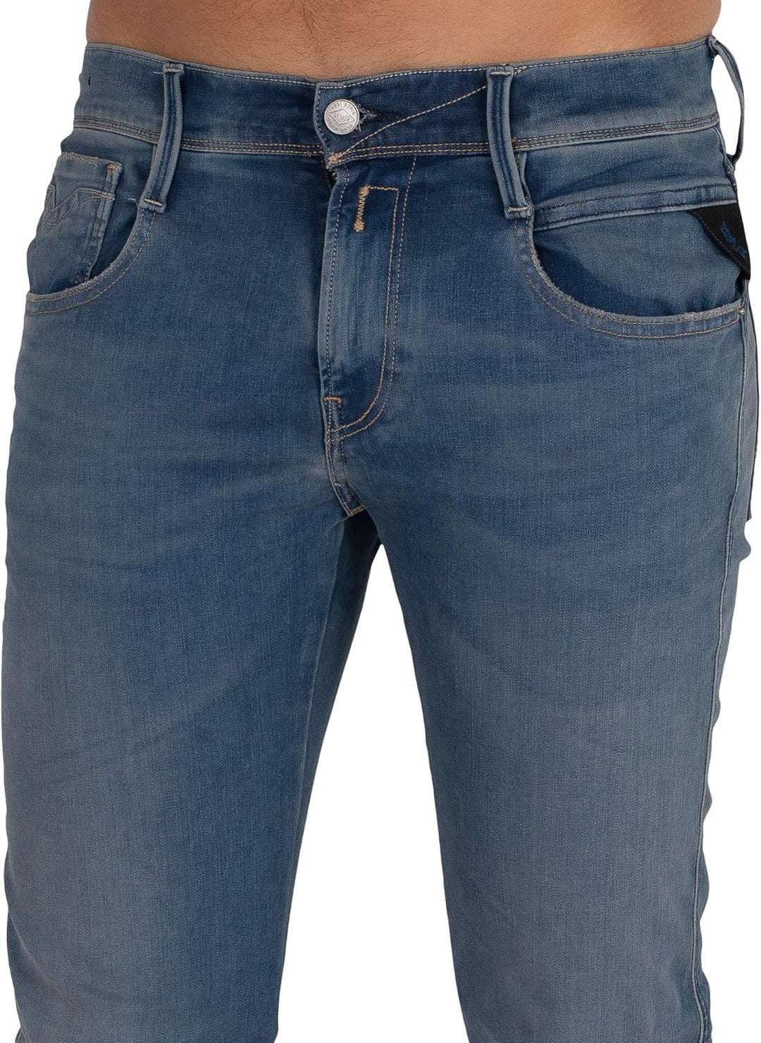 Replay Herren Jeans Anbass Slim-Fit mit Power Stretch 36W / 32L 94 Medium Blue, 36W / 32L 94 Medium