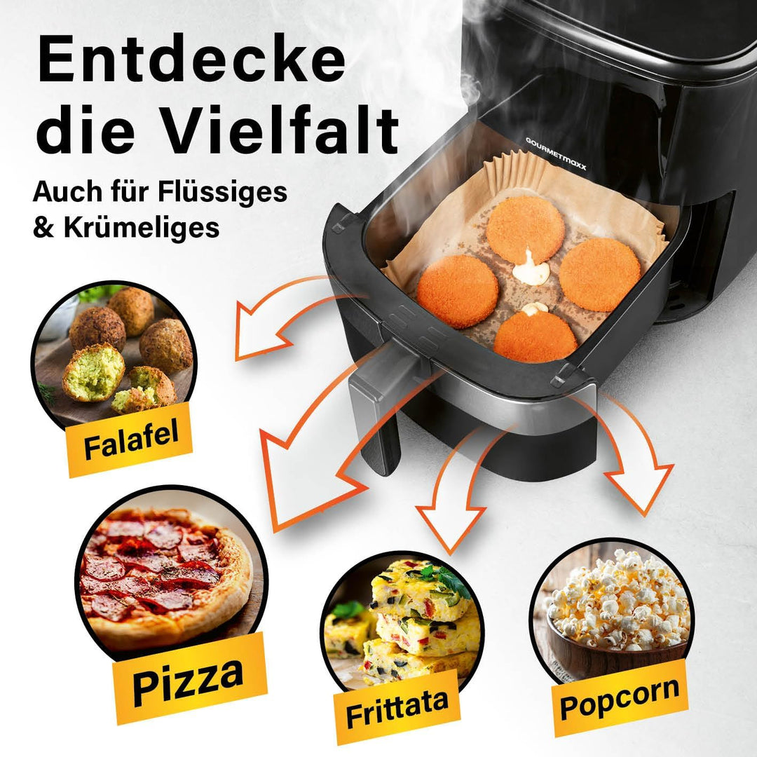 GOURMETmaxx Backpapier für Heissluftfritteuse 2 bis 5 Liter | Backpapierschale antihaftbeschichtet &