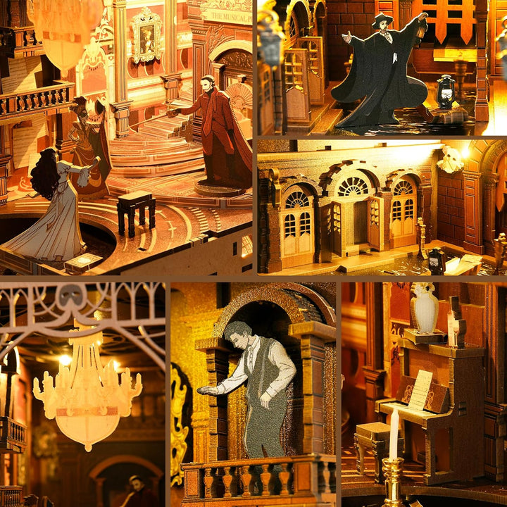 Book Nook Kit Buchstützen DIY Miniatur Haus 3D Puzzles Holz Book Nook für Erwachsene Modellbausatz W