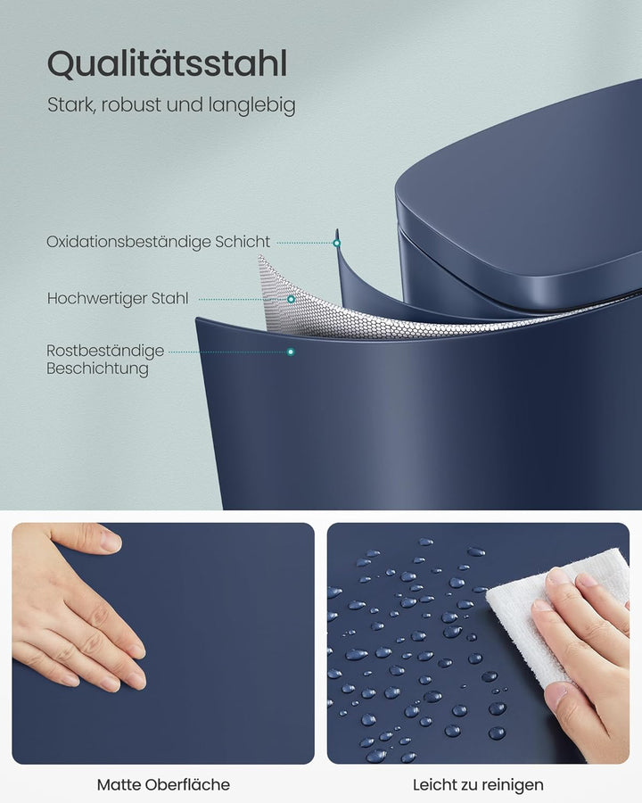 SONGMICS Mülleimer Küche, 50 Liter, Abfalleimer, Treteimer, mit Deckel, Softclose, Fusspedal, Stahl,