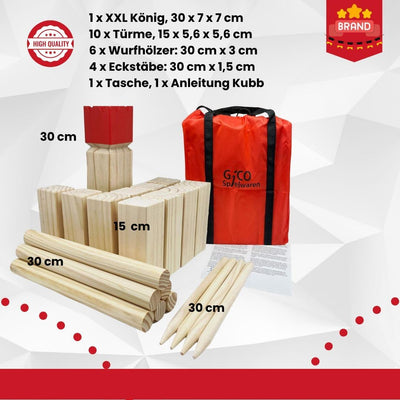 GICO Kubb Spiel XXL Set, Wikingerspiel, König 30 x 7 x 7 - Der Outdoor Spielspass in Top Qualität au