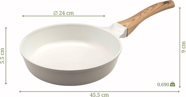 Cuisinox - Mythic – Back- und Besteck-Set – Bratpfanne 24/28 cm, Gemüsemesser – weisse Keramikbeschi