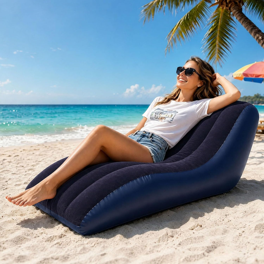 Bocguy Aufblasbarer Sessel, Luftsessel Outdoor, Luftsofa mit Luftpumpe, PVC Inflatable Sofa, Aufblas