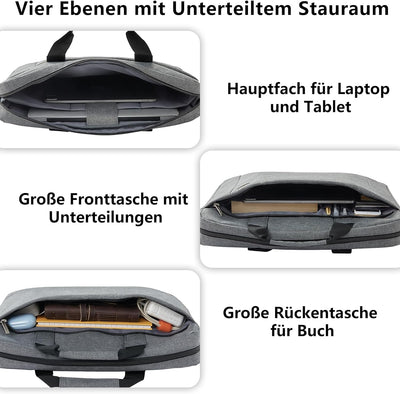 Voova grosse Laptoptasche für 14 15 15,6 16 Zoll Laptop, 30% mehr Kapazität, Innenfächer, verdickt w