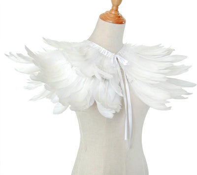 keland Gothic Feder Achselzucken Schal Poncho Halloween Party Kostüm Epauletten Fliege Krawatte Krag