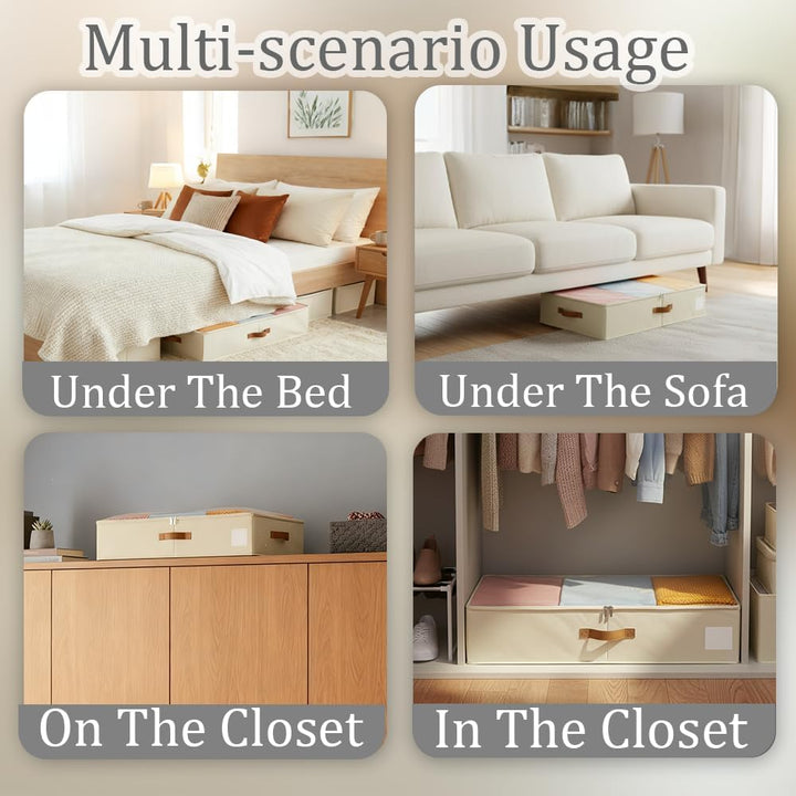 Unterbett Aufbewahrungsbox, Unterbettkommode Mit Stützplatten Rundum und Darunter mit Deckel, 2 Stüc