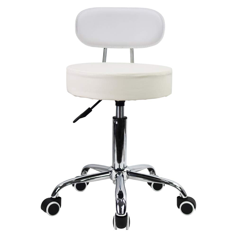 KKTONER Rollhocker mit Rückenlehne 360° drehbar Arbeitshocker höhenverstellbar 48-64cm für Büro Salo